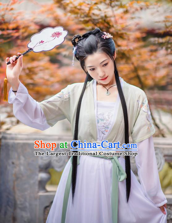 Chinese Ancient Rich Lady Embroidered Hanfu Dress Antique Traditional Song Dynasty Nobility Historical Costume for Women