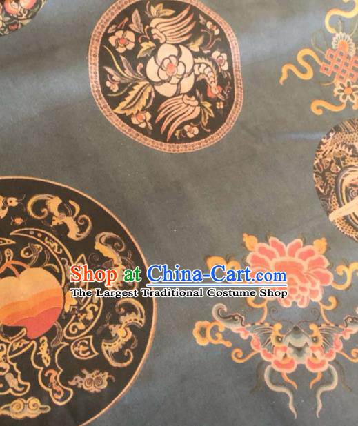 Asian Chinese Classical Butterfly Peony Pattern Black Satin Drapery Gambiered Guangdong Gauze Brocade Traditional Cheongsam Brocade Silk Fabric