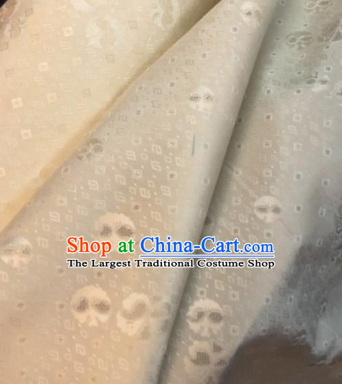 Asian Chinese Classical Auspicious Pattern White Drapery Gambiered Guangdong Gauze Brocade Traditional Cheongsam Brocade Silk Fabric