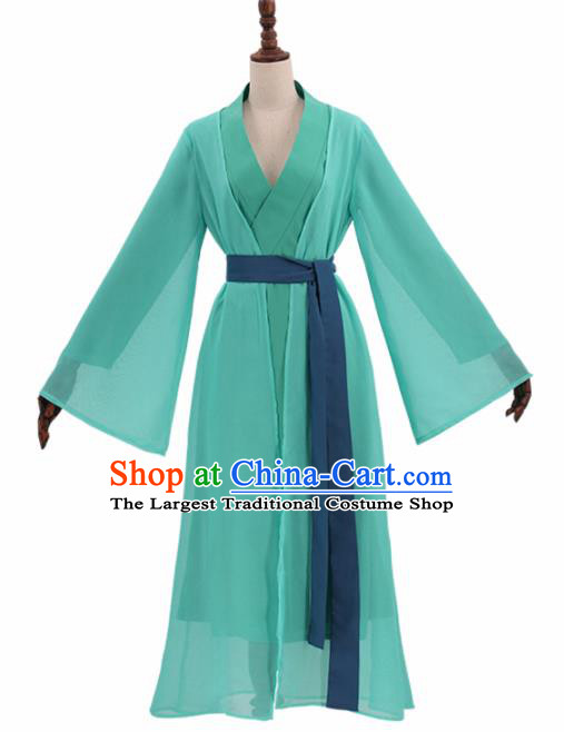 Chinese Cosplay Customized Costume Ancient Film Green Snake Swordswoman Dress for Women