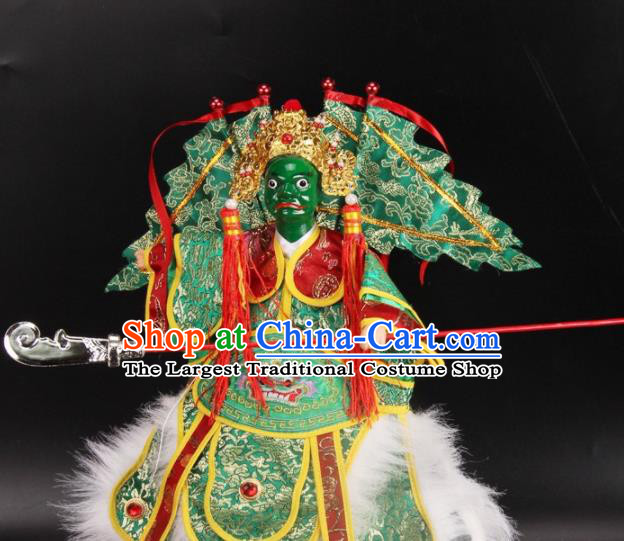 Traditional Chinese Handmade Green Armor Takefu Puppet Marionette Puppets String Puppet Wooden Image Arts Collectibles