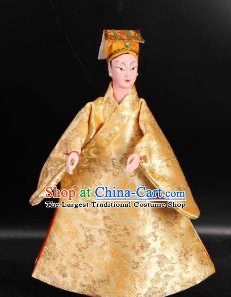 Traditional Chinese Handmade Golden Robe Gifted Scholar Puppet Marionette Puppets String Puppet Wooden Image Arts Collectibles