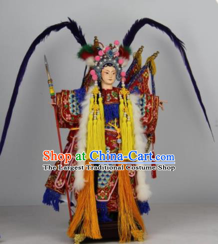 Traditional Chinese Swordswoman Mu Guiying Marionette Puppets Handmade Puppet String Puppet Wooden Image Arts Collectibles