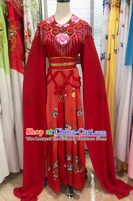 Traditional Chinese Handmade Beijing Opera Diva Costumes Ancient Peri Red Dress for Women