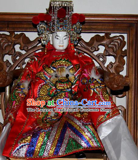 Traditional Chinese Red God Marionette Puppets Handmade Puppet String Puppet Wooden Image Arts Collectibles