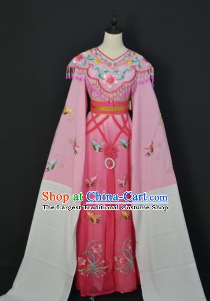Traditional Chinese Handmade Beijing Opera Diva Zhu Yingtai Pink Dress Ancient Peri Princess Costumes for Women