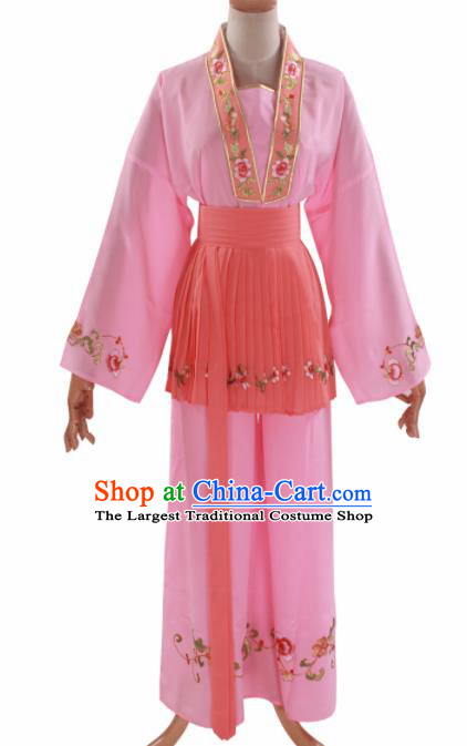 Handmade Traditional Chinese Beijing Opera Young Lady Pink Clothing Ancient Maidservants Costumes for Women