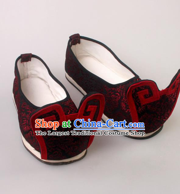 Traditional Chinese Beijing Opera Shoes Handmade Ancient Han Dynasty Wedding Embroidered Hanfu Shoes for Men