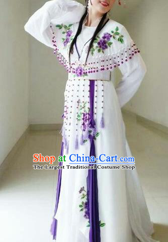 Traditional Chinese Peking Opera Diva White Dress Ancient Nobility Lady Costume for Women