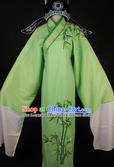 Traditional Chinese Shaoxing Opera Niche Green Robe Ancient Gifted Scholar Embroidered Costume for Men