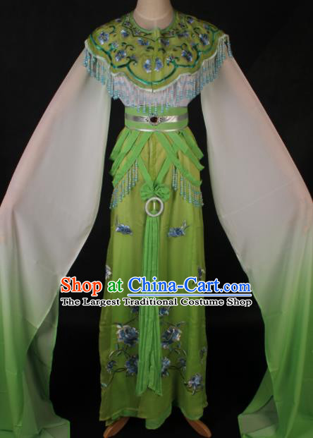 Traditional Chinese Shaoxing Opera Princess Green Dress Ancient Peking Opera Diva Fairy Costume for Women