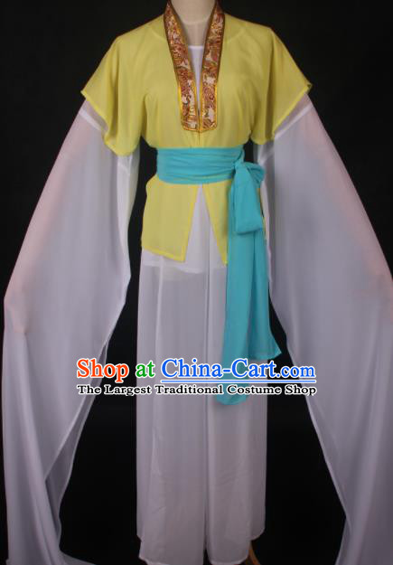 Traditional Chinese Shaoxing Opera Maidservants Yellow Dress Ancient Peking Opera Village Girl Costume for Women