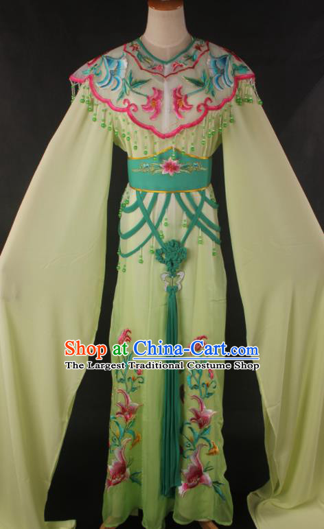 Traditional Chinese Shaoxing Opera Peri Princess Green Dress Ancient Peking Opera Diva Costume for Women
