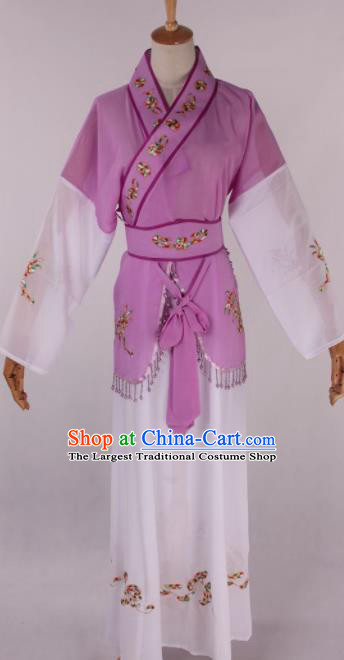 Chinese Traditional Beijing Opera Young Lady Maidservant Purple Dress Ancient Peking Opera Costume for Women