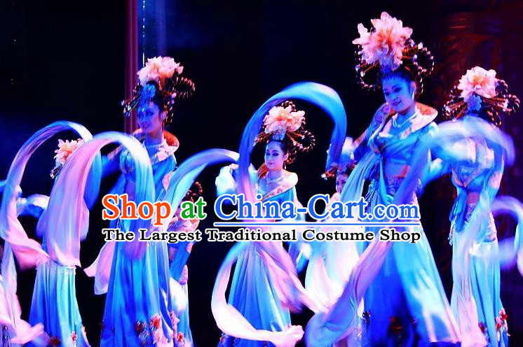 Traditional Chinese Classical Dance Bai Zhu Wu Costume Tang Dynasty Water Sleeve Dance Dress for Women