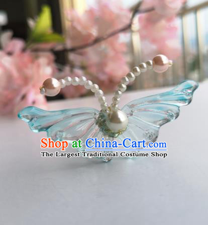 Chinese Ancient Princess Hair Accessories Traditional Hanfu Blue Butterfly Hairpins for Women