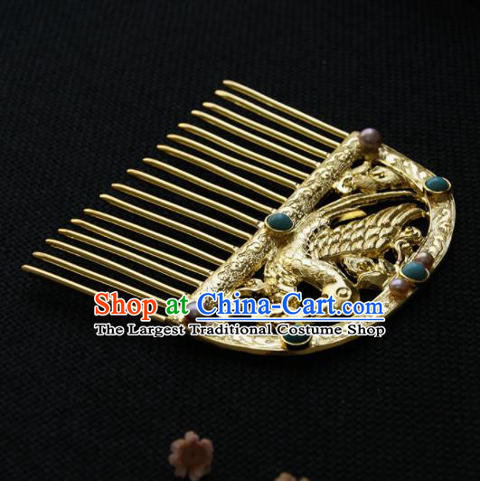 Chinese Ancient Tang Dynasty Queen Golden Parrot Hair Comb Hairpins Traditional Hanfu Hair Accessories for Women