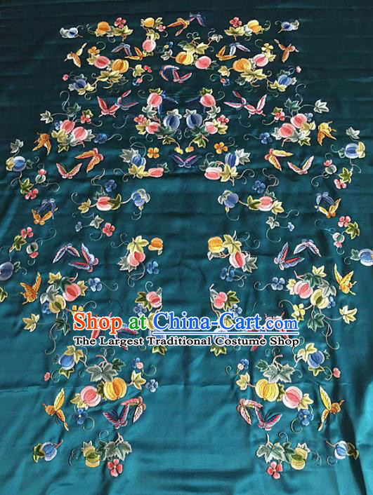 Chinese Handmade Traditional Embroidery Craft Embroidered Butterfly Green Silk Fabric Patch