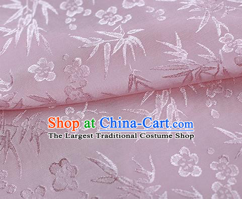 Traditional Chinese Royal Bamboo Plum Pattern Design Pink Brocade Silk Fabric Asian Satin Material