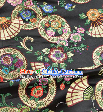 Traditional Chinese Royal Pattern Design Black Brocade Silk Fabric Asian Satin Material