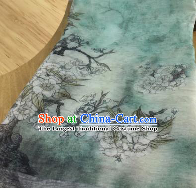 Chinese Traditional Begonia Pattern Design Green Silk Fabric Brocade Asian Satin Material
