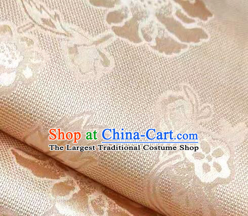 Chinese Traditional Peony Pattern Design Light Pink Satin Brocade Fabric Asian Silk Material