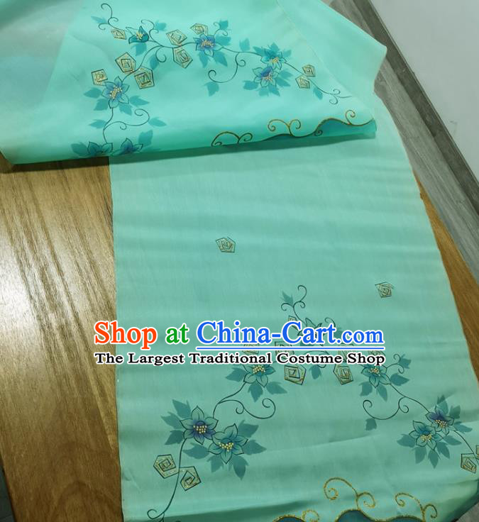 Traditional Chinese Royal Orchid Pattern Design Green Silk Fabric Brocade Asian Satin Material