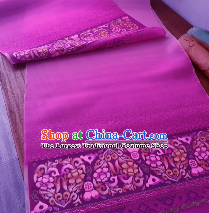 Chinese Traditional Lotus Pattern Design Purple Silk Fabric Brocade Asian Satin Material