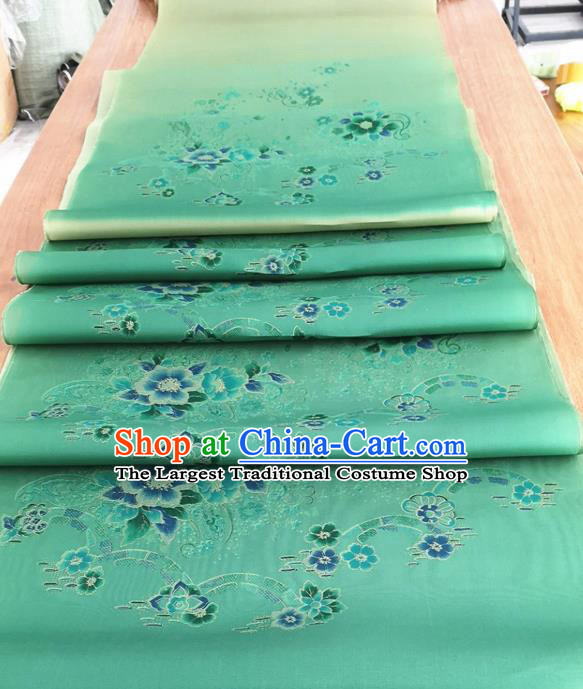 Chinese Traditional Pattern Design Green Silk Fabric Brocade Asian Satin Material