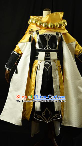 Chinese Ancient Cosplay Kawaler Knight Monk Golden Clothing Traditional Hanfu Swordsman Costume for Men