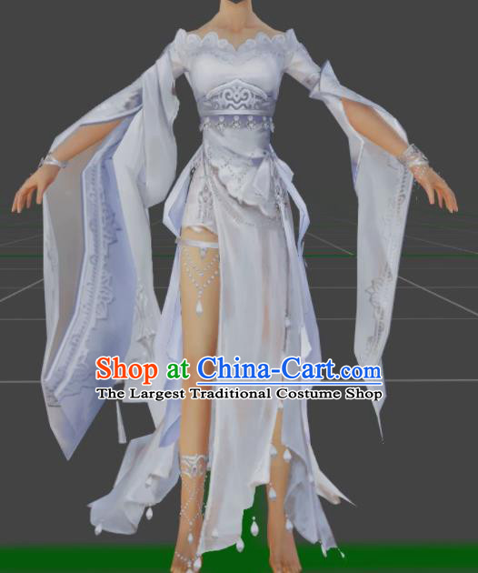 Chinese Ancient Cosplay Female General Heroine Lilac Dress Traditional Hanfu Princess Swordsman Costume for Women