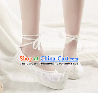 Asian Chinese Classical Dance Embroidered Shoes Traditional Hanfu Melaleuca End Shoes National Cloth Shoes for Women
