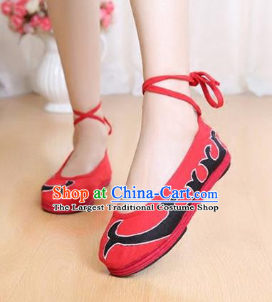 Asian Chinese National Red Cloth Shoes Classical Dance Shoes Traditional Hanfu Shoes for Women