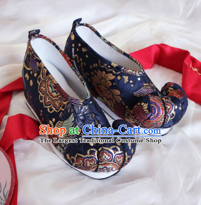 Asian Chinese Traditional Embroidered Shoes Ancient Princess Navy Shoes Hanfu Shoes for Women