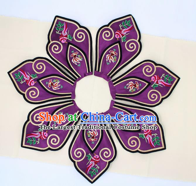 Chinese Ancient Qing Dynasty Princess Embroidery Birds Purple Shoulder Cappa Traditional Embroidered Craft for Women
