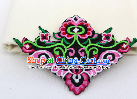 Chinese Ancient Handmade Embroidered Pink Flower Patch Accessories Traditional Embroidery Appliqu Craft for Women