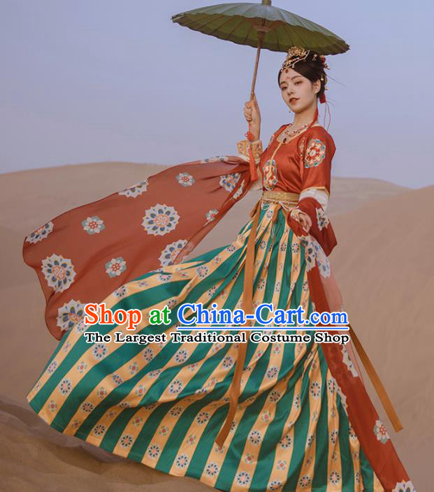 Ancinet Chinese Tang Dynasty Court Lady Hanfu Dress Traditional Flying Apsaras Dance Replica Costumes for Women