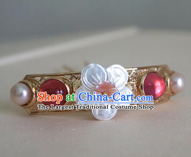 Chinese Ancient Princess Shell Plum Hairpins Traditional Handmade Hanfu Hair Accessories for Women