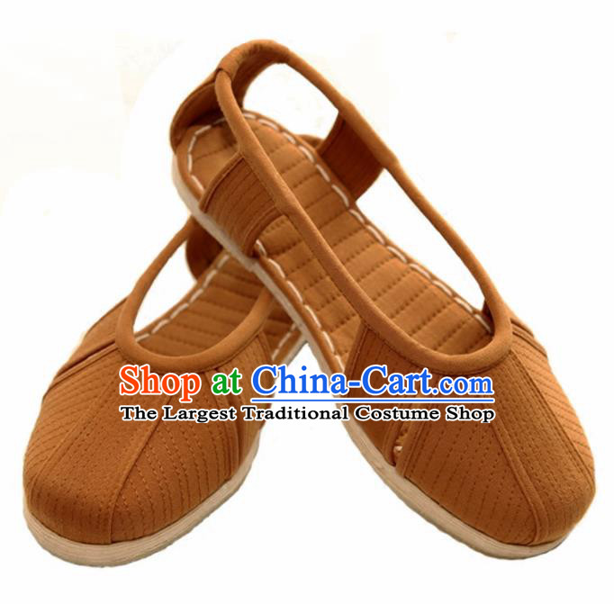 Traditional Chinese Buddhist Monk Shoes Handmade Ginger Multi Layered Cloth Sandal Martial Arts Shoes for Men