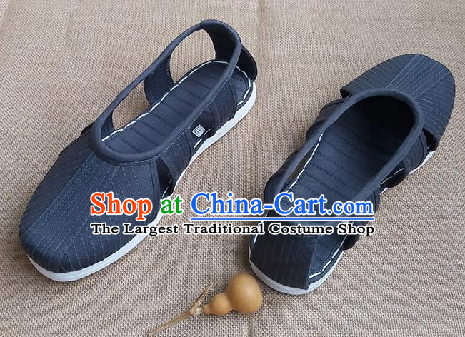 Traditional Chinese Buddhist Monk Shoes Handmade Navy Multi Layered Cloth Sandal Martial Arts Shoes for Men