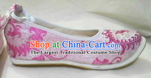 Traditional Chinese Wedding Pink Satin Shoes Handmade Hanfu Shoes Ancient Princess Shoes for Women