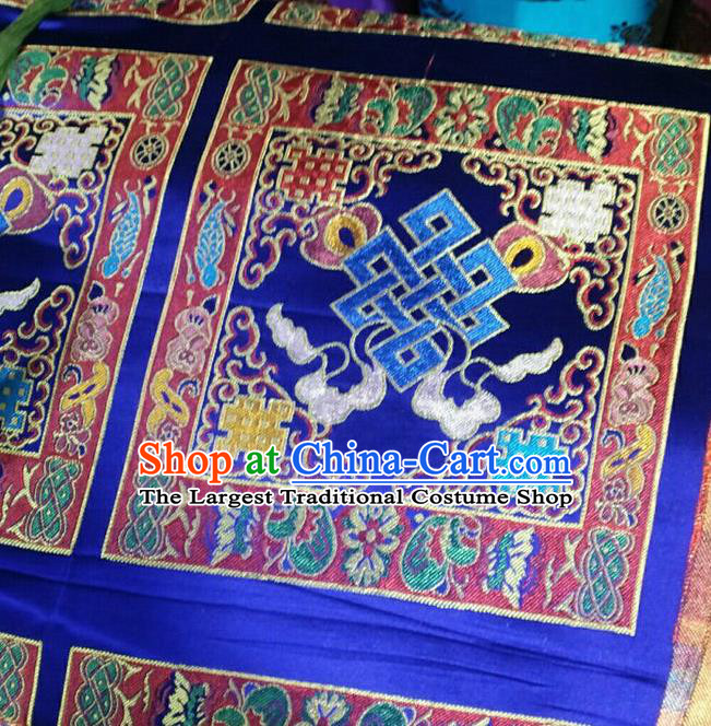 Asian Chinese Traditional Buddhism Lucky Pattern Design Royalblue Brocade Fabric Tibetan Robe Silk Material