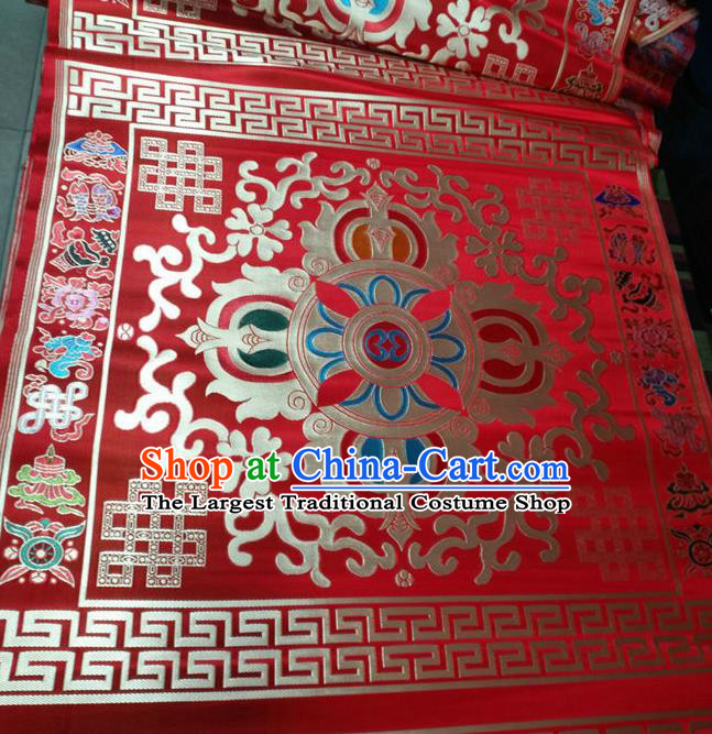Asian Chinese Buddhism Traditional Vajra Pattern Design Purplish Red Brocade Fabric Tibetan Robe Silk Material