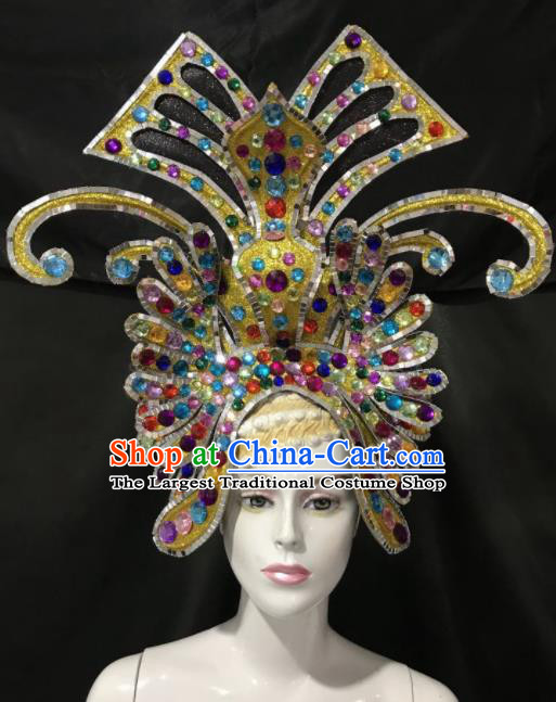 Customized Halloween Carnival Colorful Hair Accessories Brazil Parade Samba Dance Headpiece for Women