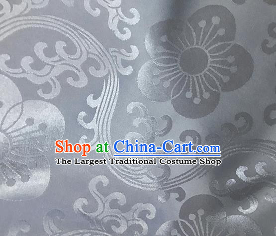 Asian Chinese Traditional Plum Pattern Design Grey Brocade China Hanfu Satin Fabric Material