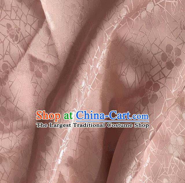 Asian Chinese Traditional Plum Blossom Pattern Design Pink Brocade China Hanfu Satin Fabric Material