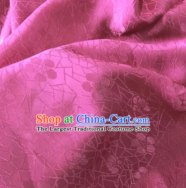 Asian Chinese Traditional Plum Blossom Pattern Design Rosy Brocade China Hanfu Satin Fabric Material