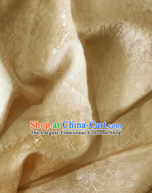 Asian Chinese Traditional Plum Blossom Pattern Design Yellow Brocade China Hanfu Satin Fabric Material