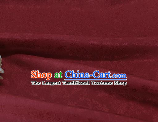 Asian Chinese Traditional Twine Albizia Pattern Design Wine Red Silk Fabric Chinese Qipao Material