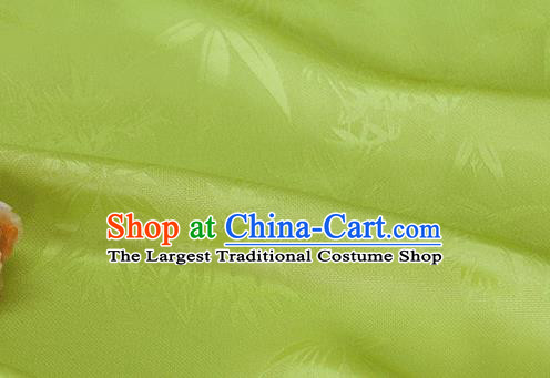 Asian Chinese Traditional Bamboo Leaf Pattern Design Light Green Silk Fabric China Qipao Material